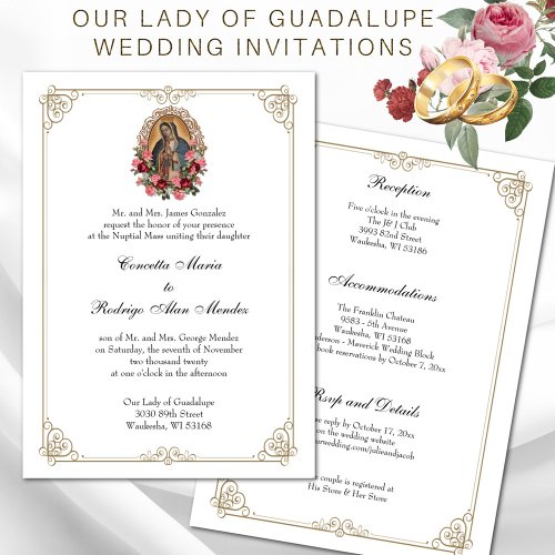 Elegant Catholic Virgin Guadalupe Wedding  Invitation