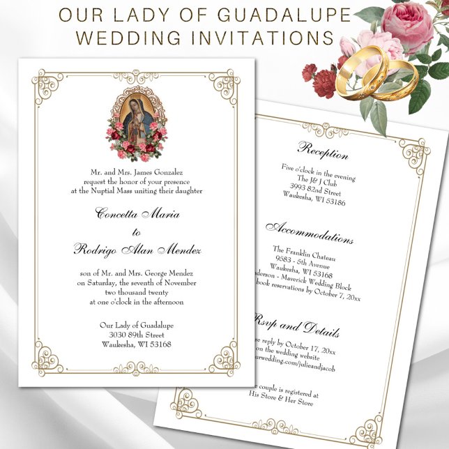 Elegant Catholic Virgin Guadalupe Wedding  Invitation (Creator Uploaded)