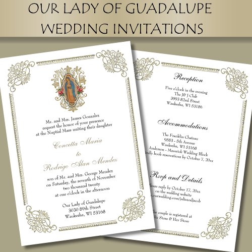 Elegant Catholic Virgin Guadalupe Wedding  Invitation