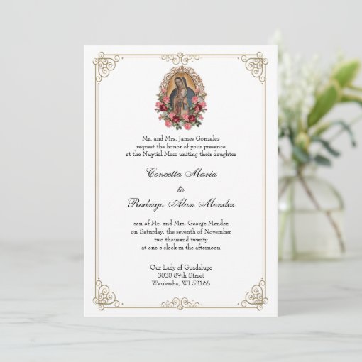 Elegant Catholic Virgin Guadalupe Wedding Invitation | Zazzle