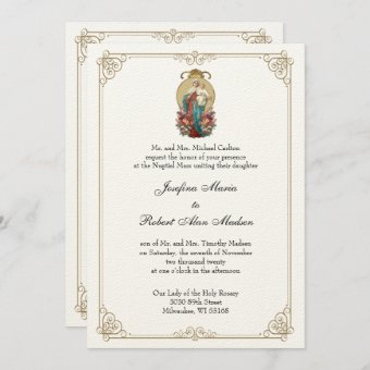 Elegant Catholic Virgin Mary Jesus Wedding Invitation | Zazzle