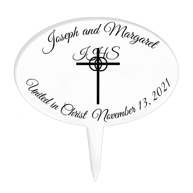 Elegant Catholic Wedding Cake Topper (Front)