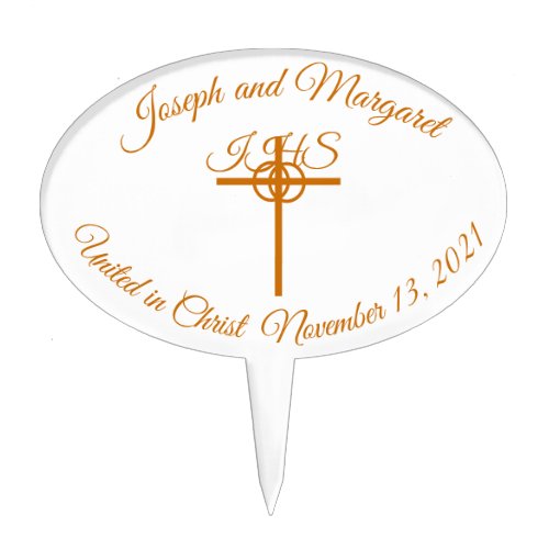 Elegant Catholic Wedding Cake Topper