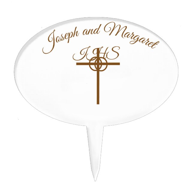 Elegant Catholic Wedding Cake Topper (Front)