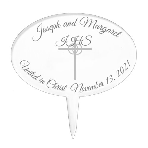 Elegant Catholic Wedding Cake Topper