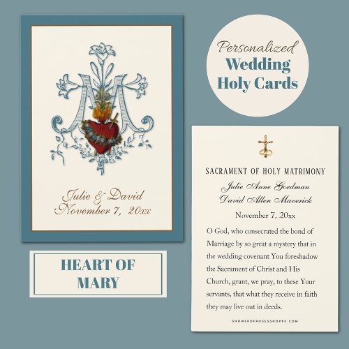 Elegant Catholic  Wedding Favor Card 