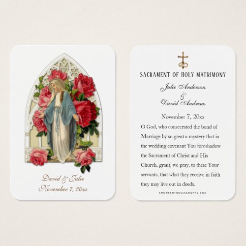 Elegant Catholic  Wedding Favor Virgin Mary Card