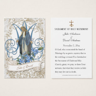 Elegant Catholic Wedding Favor Virgin Mary Card