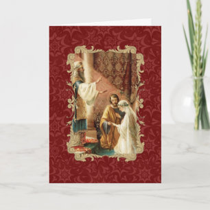 Elegant Catholic Wedding Gold Burgundy Invitation