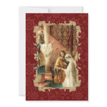 Elegant Catholic Wedding Gold Burgundy Invitation