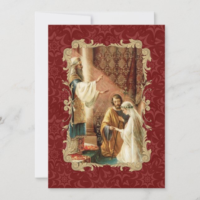 Elegant Catholic Wedding Gold Burgundy Invitation (Front)