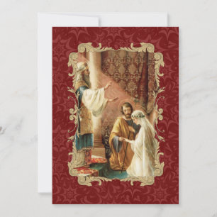 Elegant Catholic Wedding Gold Burgundy Invitation
