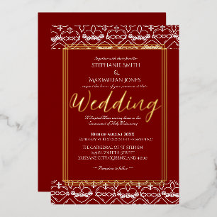 Elegant Catholic Wedding Invitation Foil Invitation