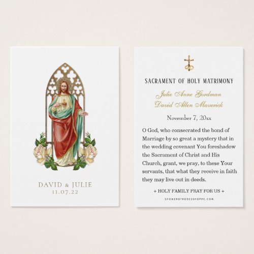 Elegant  Catholic Wedding  Jesus Prayer Card