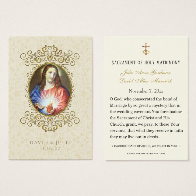 Elegant  Catholic Wedding  Jesus Prayer Card (Front & Back)