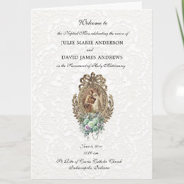 Elegant Catholic Wedding Latin Mass Program