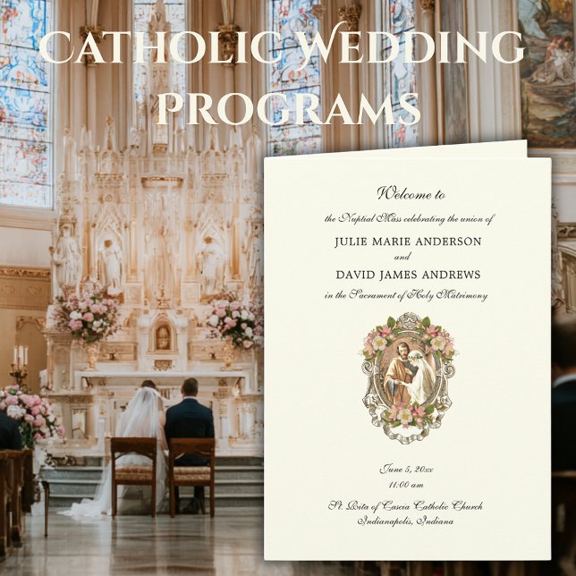 Elegant Catholic Wedding Latin Mass Program (Creator Uploaded)