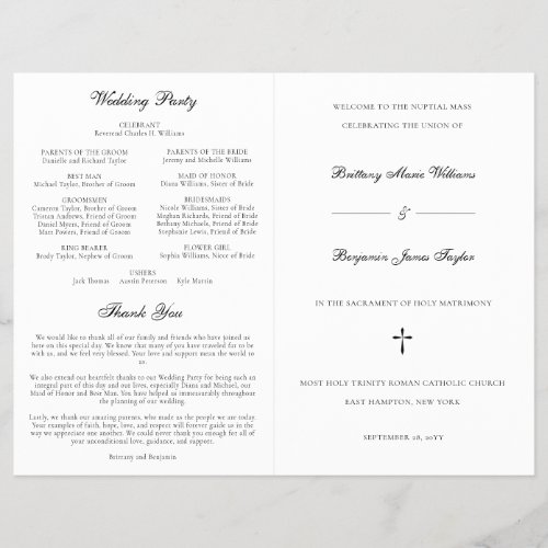 Elegant Catholic Wedding Mass Ceremony Program | Gabriel Angel Design