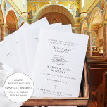 Elegant Catholic Wedding Mass Ceremony Program<br><div class="desc">This elegant Catholic wedding mass ceremony program features a beautiful calligraphy script and a classic serif font. The booklet is one 8.5"x11" sheet of paper folded in half to create four 5.5"x8.5" pages. The neutral, minimalist, black and white, typography design provides you with a text template for a traditional Catholic...</div>