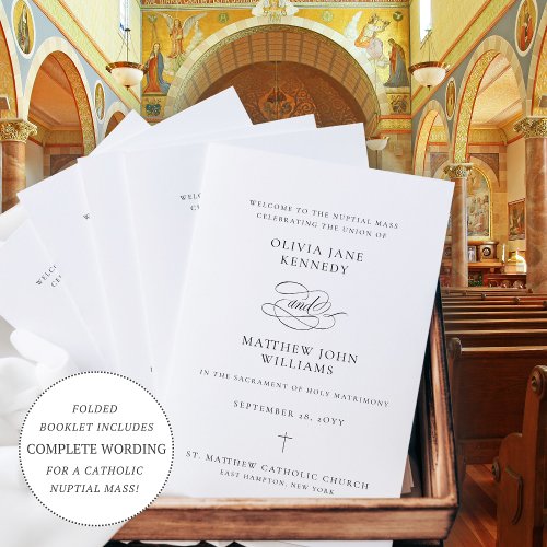 Elegant Catholic Wedding Mass Ceremony Program