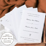 Elegant Catholic Wedding Mass Ceremony Program<br><div class="desc">This simple, yet elegant, folded Catholic wedding ceremony with mass program booklet features a cross and stylish accents of calligraphy script. The neutral, classic, black and white, typography design provides you with a text template for a traditional Catholic order of service with mass. There is plenty of room to include...</div>