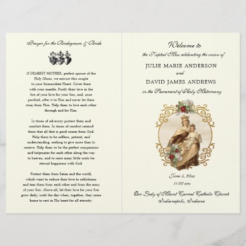 Elegant Catholic Wedding Mass Program