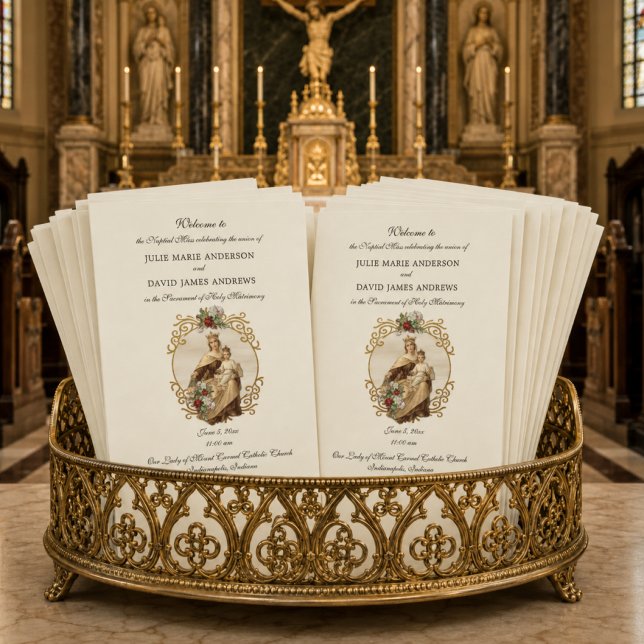 Elegant Catholic Wedding Mass Program (Creator Uploaded)