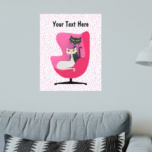 Elegant Cats Green Yellow Eyes Mid Century Chair Wall Decal