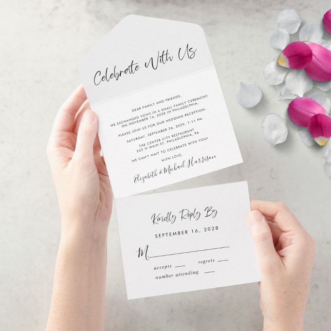 Elegant Celebrate With Us Wedding Reception All In One Invitation (Creator Uploaded)