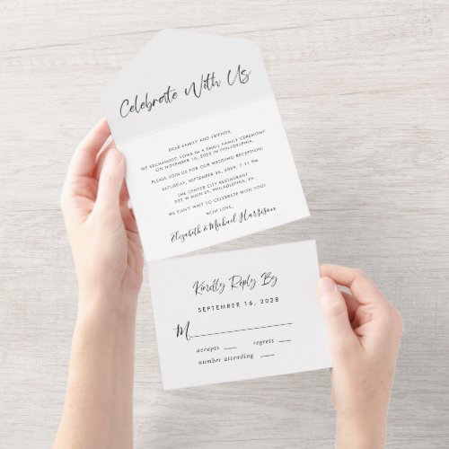 Elegant Celebrate With Us Wedding Reception All In One Invitation