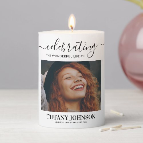 Elegant Celebrating the Life Memorial Pillar Candle