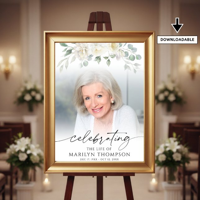 Elegant Celebrating the Life of Floral Photo Poster (Creator Uploaded)