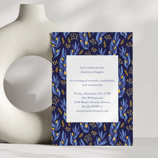 Elegant Celebration Blue Festive Hanukkah Party Invitation (Creator Uploaded)