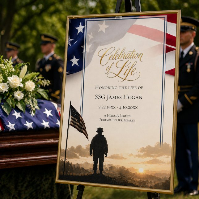 Elegant Celebration of Life American Flag Display Poster (Creator Uploaded)