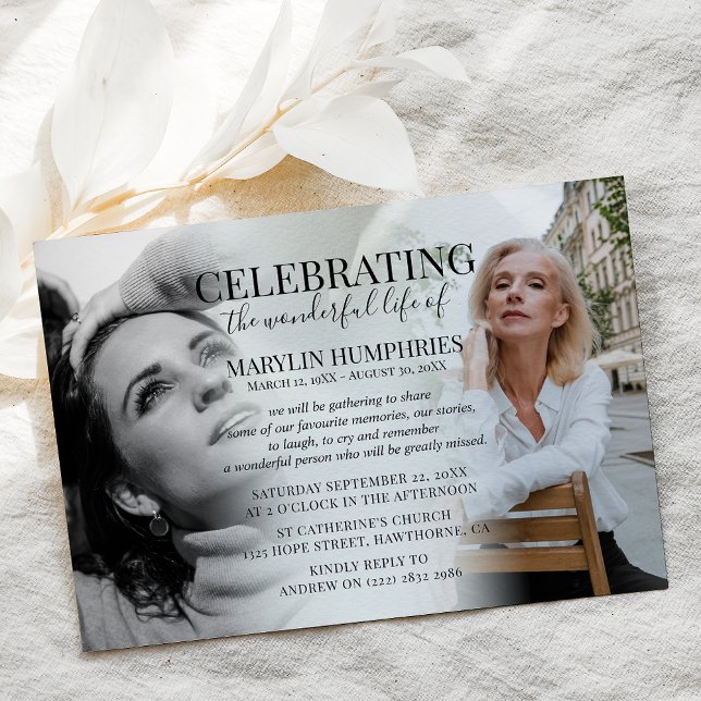 Elegant Celebration of Life Before & After Photo Invitation (Creator Uploaded)