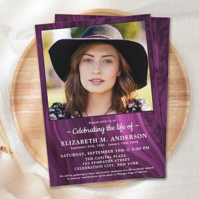 Elegant Celebration Of Life Custom Photo Funeral Invitation (Creator Uploaded)