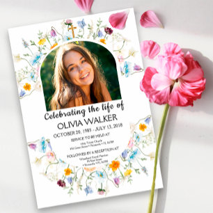 Elegant Celebration of Life Floral Funeral Invitation