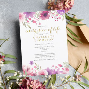 Elegant Celebration of Life Floral Funeral Invitation