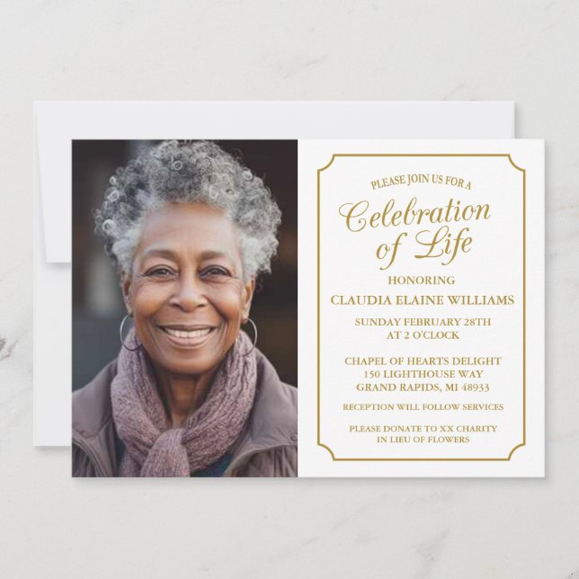 ELEGANT CELEBRATION OF LIFE FUNERAL INVITATION (Front)