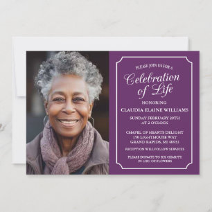ELEGANT CELEBRATION OF LIFE FUNERAL INVITATION