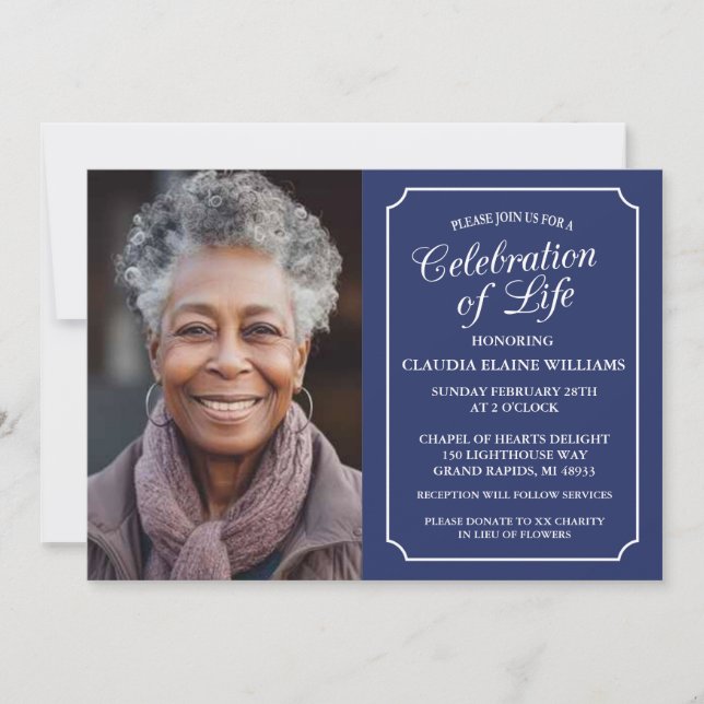 ELEGANT CELEBRATION OF LIFE FUNERAL INVITATION (Front)