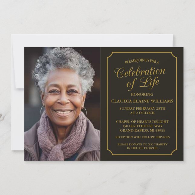 ELEGANT CELEBRATION OF LIFE FUNERAL INVITATION (Front)