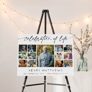 Elegant Celebration of Life Funeral Photo Collage  Foam Board