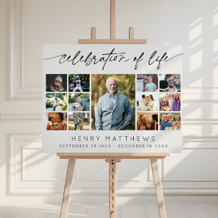 Elegant Celebration of Life Funeral Photo Collage Foam Board