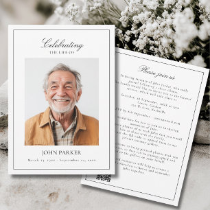 Elegant Celebration of Life Funeral Photo QR Code Invitation