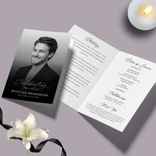 Elegant Celebration of Life Funeral Program Brochure (Creator Uploaded)