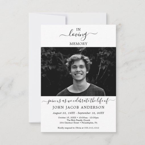 Elegant Celebration Of Life Invitation with Photo | Zazzle