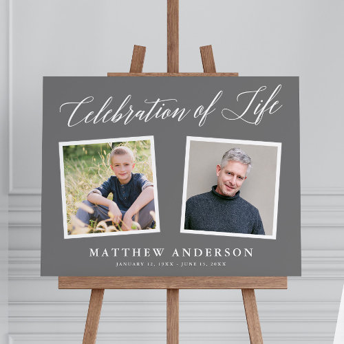 Elegant Celebration of Life Memorial 2 Photo Sign