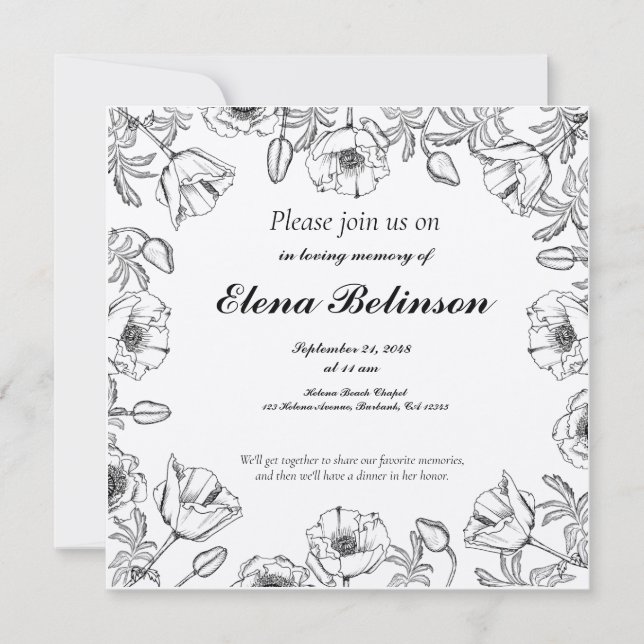 Elegant Celebration of Life Memorial funeral Invit Invitation (Front)