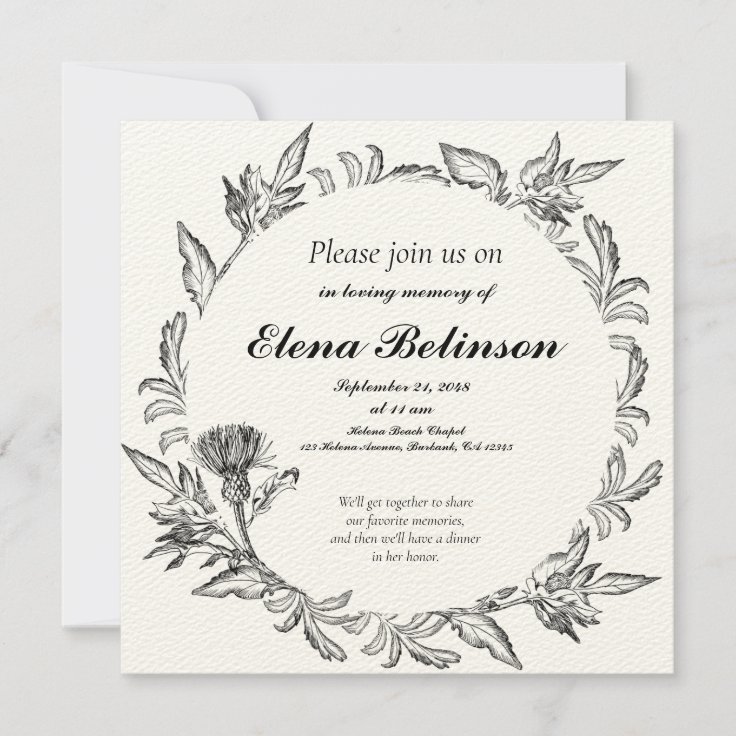 Elegant Celebration of Life Memorial funeral Invit Invitation Zazzle